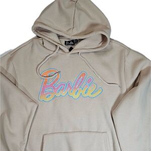 Barbie Hoodie Womens XL Beige Dream Car Graphic Pullover Sweatshirt Front Back